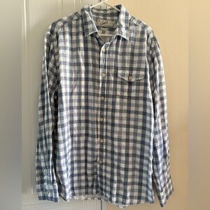 Grayers Men's Plaid Button‎ Down Shirt Blue and white Size XL 100% Cotton